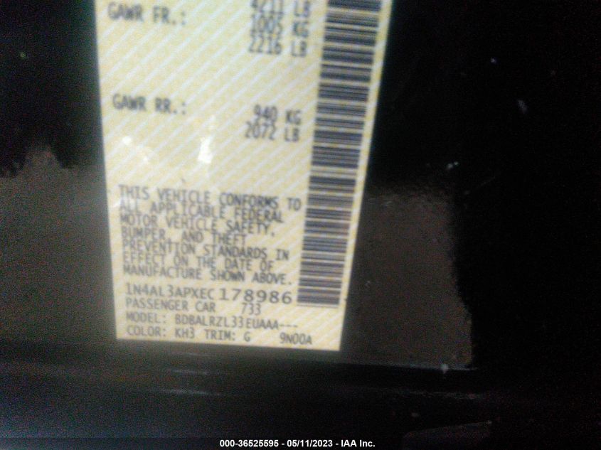 2014 NISSAN ALTIMA 2.5 S - 1N4AL3APXEC178986