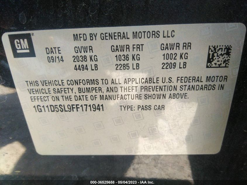 2015 CHEVROLET MALIBU LT - 1G11D5SL9FF171941