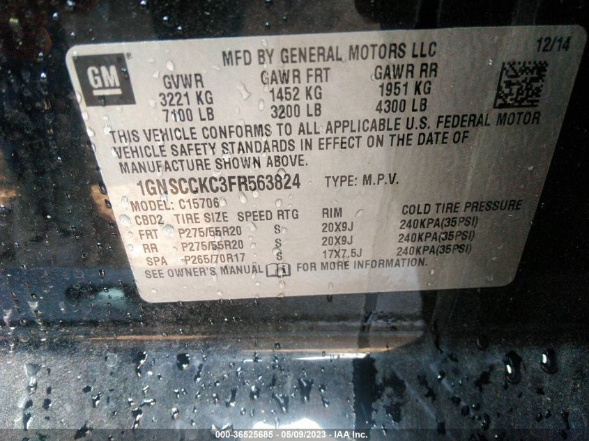 2015 CHEVROLET TAHOE LTZ - 1GNSCCKC3FR563824