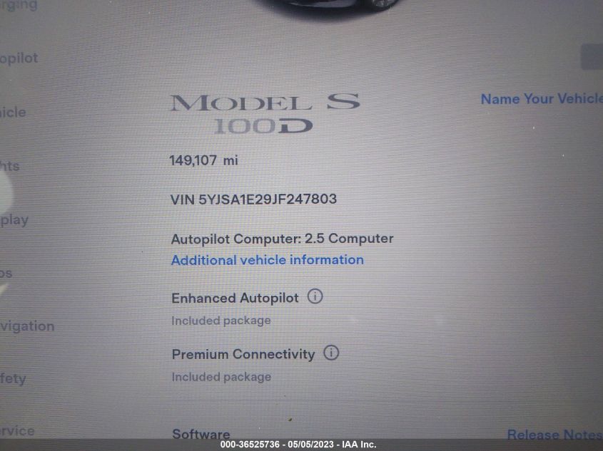 2018 TESLA MODEL S 75D/100D/P100D - 5YJSA1E29JF247803