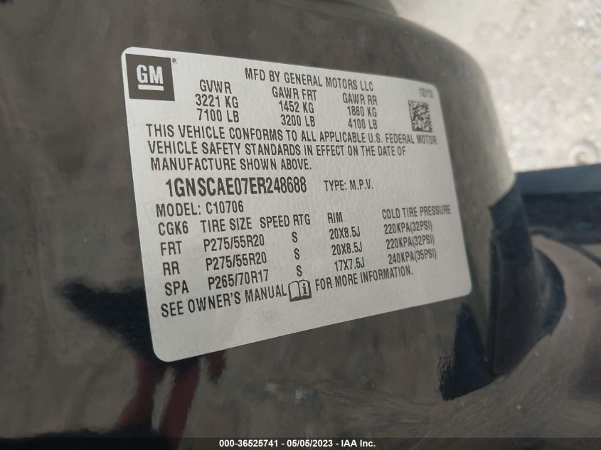 2014 CHEVROLET TAHOE LS - 1GNSCAE07ER248688