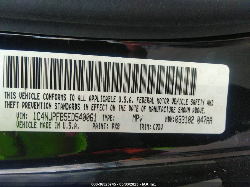 2014 JEEP PATRIOT LATITUDE - 1C4NJPFB5ED540061