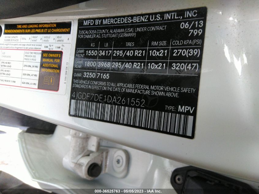 2013 MERCEDES-BENZ GL-CLASS GL 550 - 4JGDF7DE1DA261552