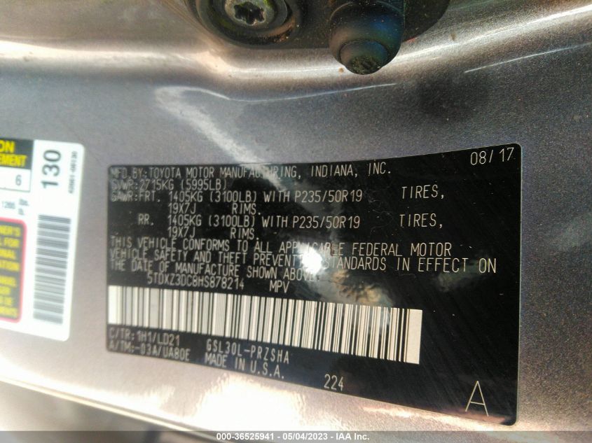 2017 TOYOTA SIENNA SE - 5TDXZ3DC8HS878214