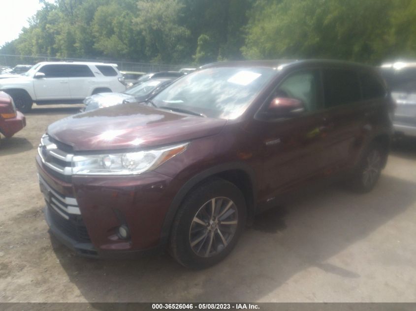 2019 TOYOTA HIGHLANDER HYBRID XLE - 5TDJGRFH1KS066705