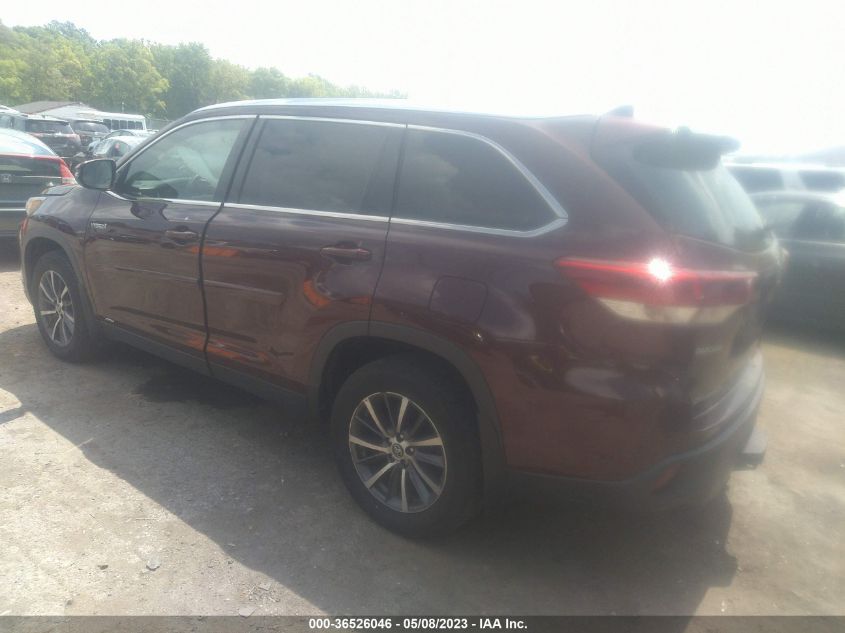 2019 TOYOTA HIGHLANDER HYBRID XLE - 5TDJGRFH1KS066705