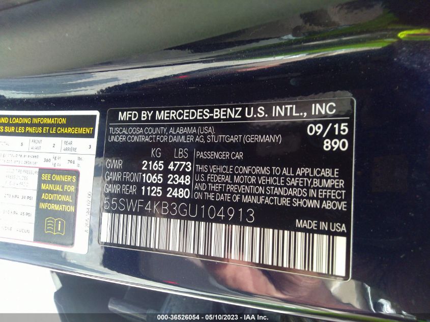 2016 MERCEDES-BENZ C-CLASS C 300 - 55SWF4KB3GU104913