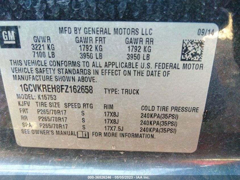 2015 CHEVROLET SILVERADO 1500 LT - 1GCVKREH8FZ162658