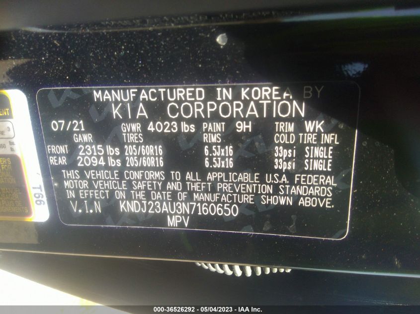 2022 KIA SOUL LX - KNDJ23AU3N7160650