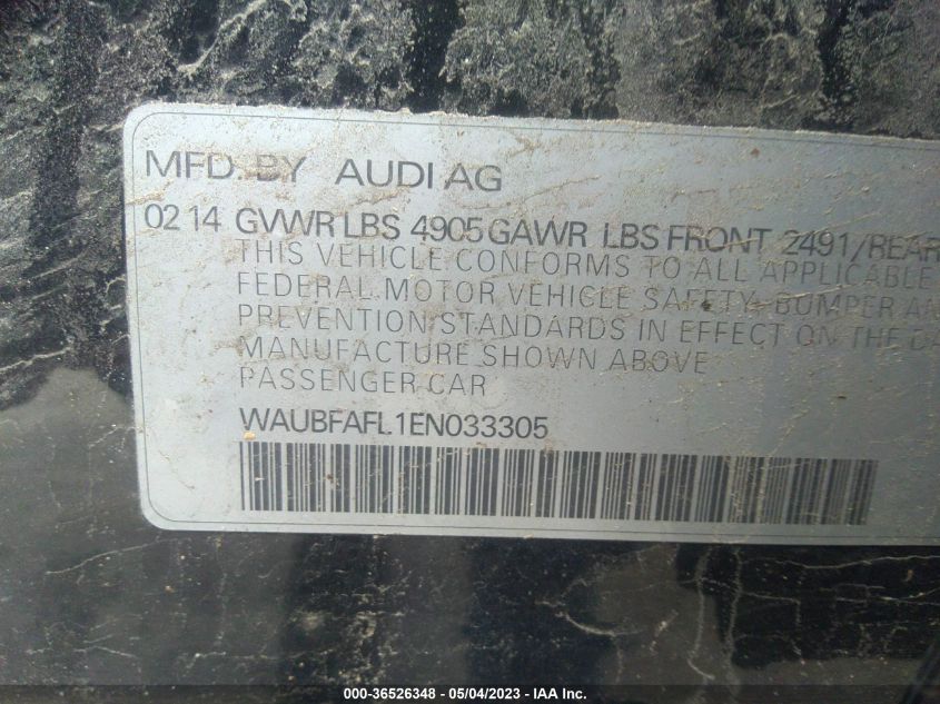 2014 AUDI A4 PREMIUM - WAUBFAFL1EN033305