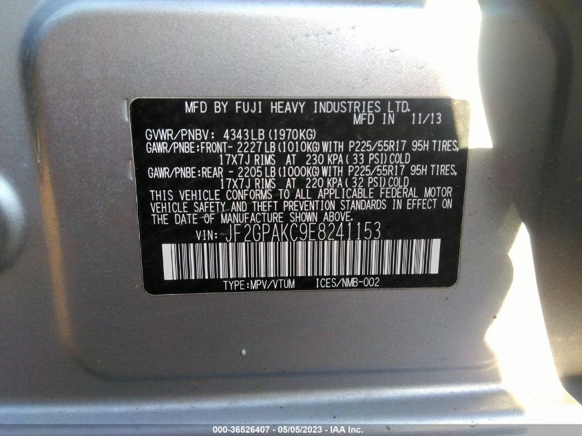 2014 SUBARU XV CROSSTREK LIMITED - JF2GPAKC9E8241153