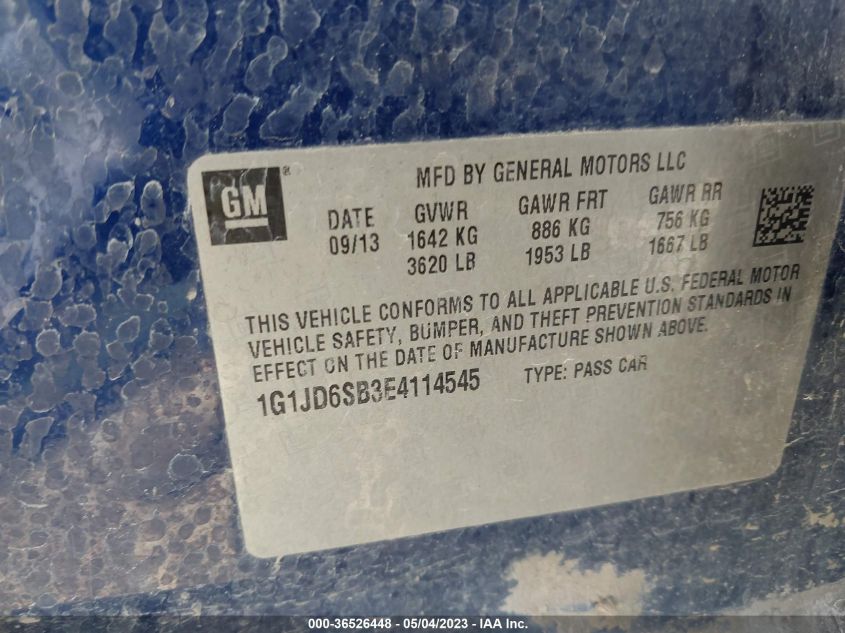 2014 CHEVROLET SONIC LT - 1G1JD6SB3E4114545