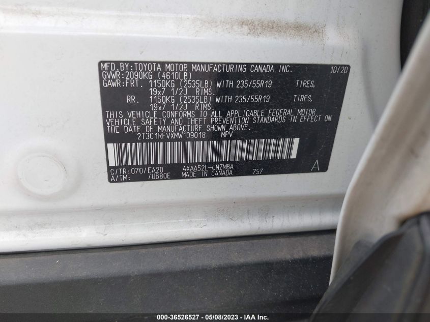 2021 TOYOTA RAV4 XLE PREMIUM - 2T3C1RFVXMW109018