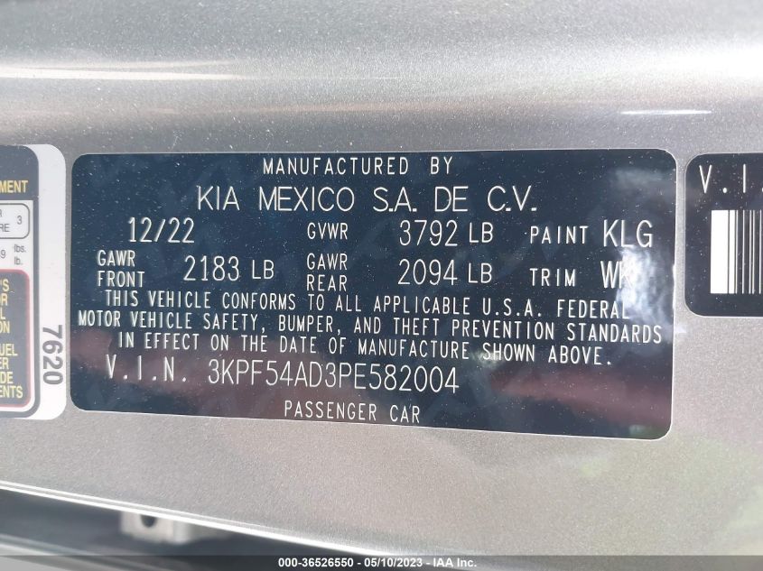 2023 KIA FORTE GT-LINE - 3KPF54AD3PE582004