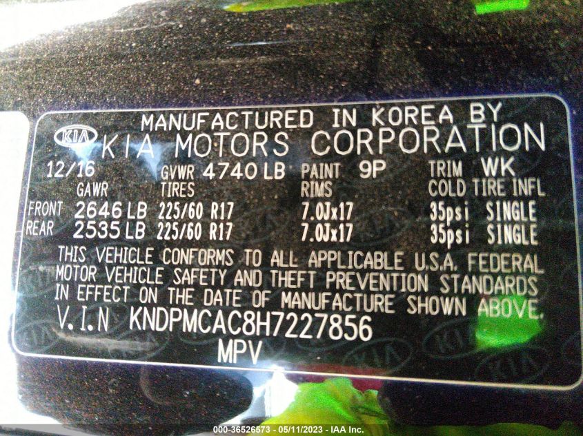 2017 KIA SPORTAGE LX - KNDPMCAC8H7227856