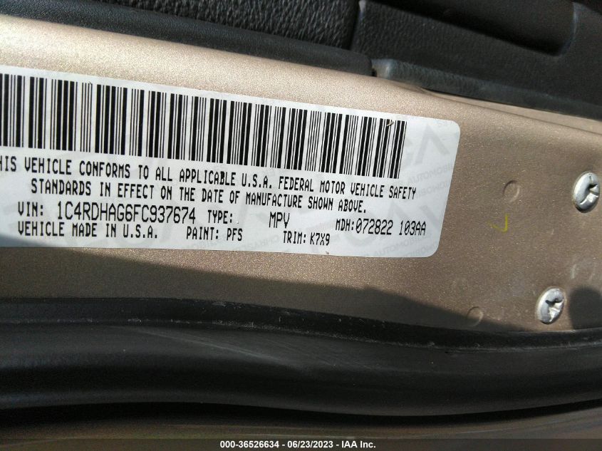 2015 DODGE DURANGO SXT - 1C4RDHAG6FC937674