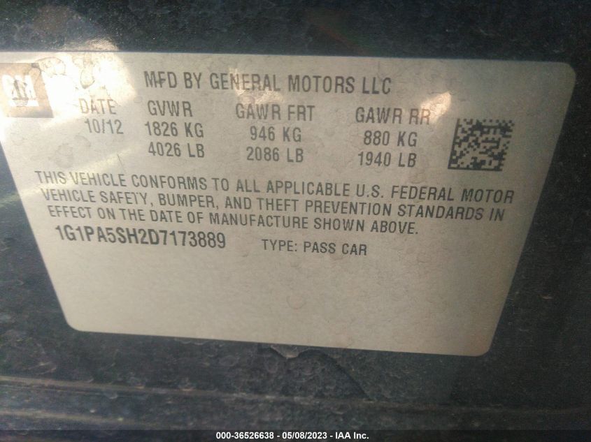 2013 CHEVROLET CRUZE LS - 1G1PA5SH2D7173889