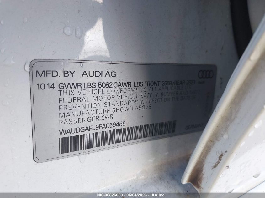 WAUDGAFL9FA059486 2015 AUDI S4, photo no. 9