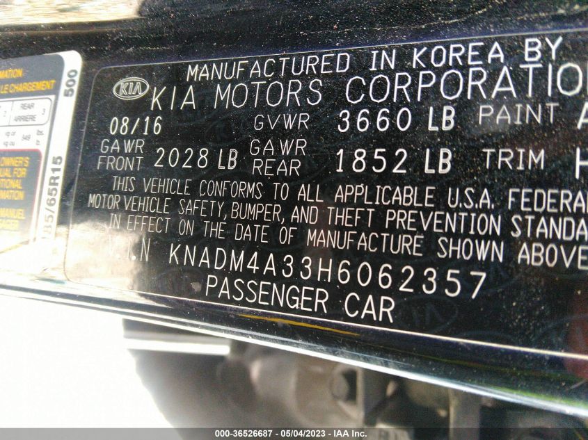 2017 KIA RIO LX - KNADM4A33H6062357