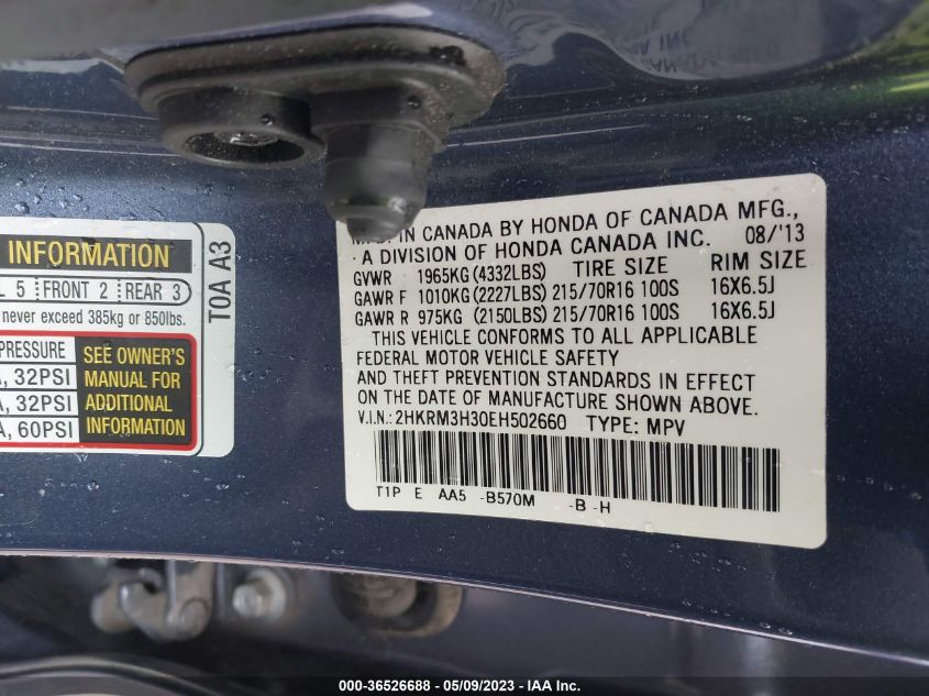 2014 HONDA CR-V LX - 2HKRM3H30EH502660