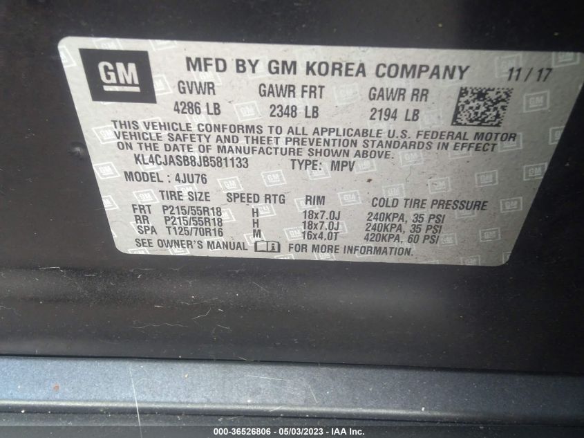 2018 BUICK ENCORE PREFERRED - KL4CJASB8JB581133