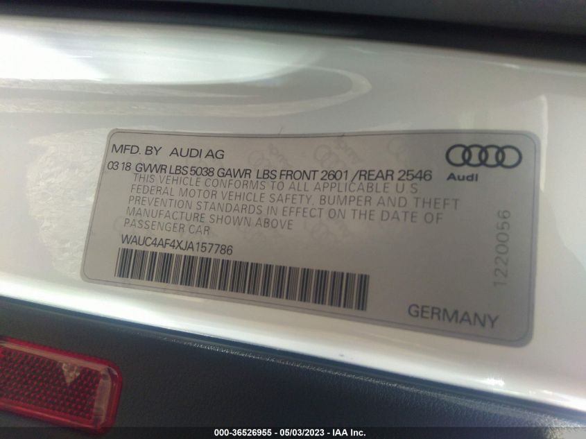 2018 AUDI S4 PRESTIGE - WAUC4AF4XJA157786