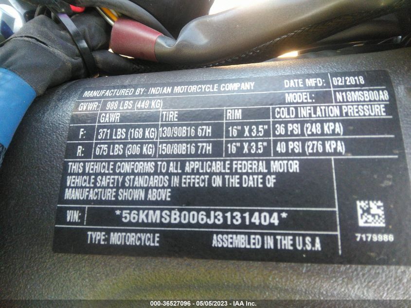 2018 INDIAN MOTORCYCLE CO. SCOUT 56KMSB006J3131404