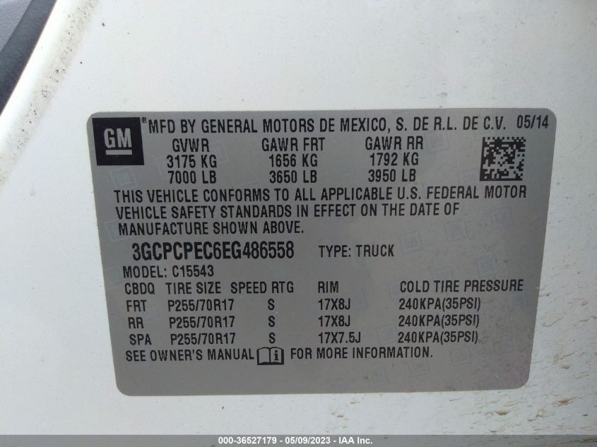 2014 CHEVROLET SILVERADO 1500 WORK TRUCK - 3GCPCPEC6EG486558