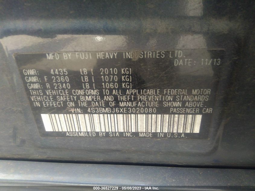 2014 SUBARU LEGACY 2.5I SPORT - 4S3BMBJ6XE3020080