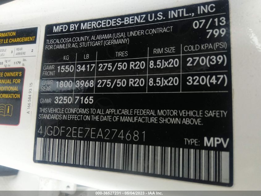 2014 MERCEDES-BENZ GL-CLASS GL 350 BLUETEC - 4JGDF2EE7EA274681