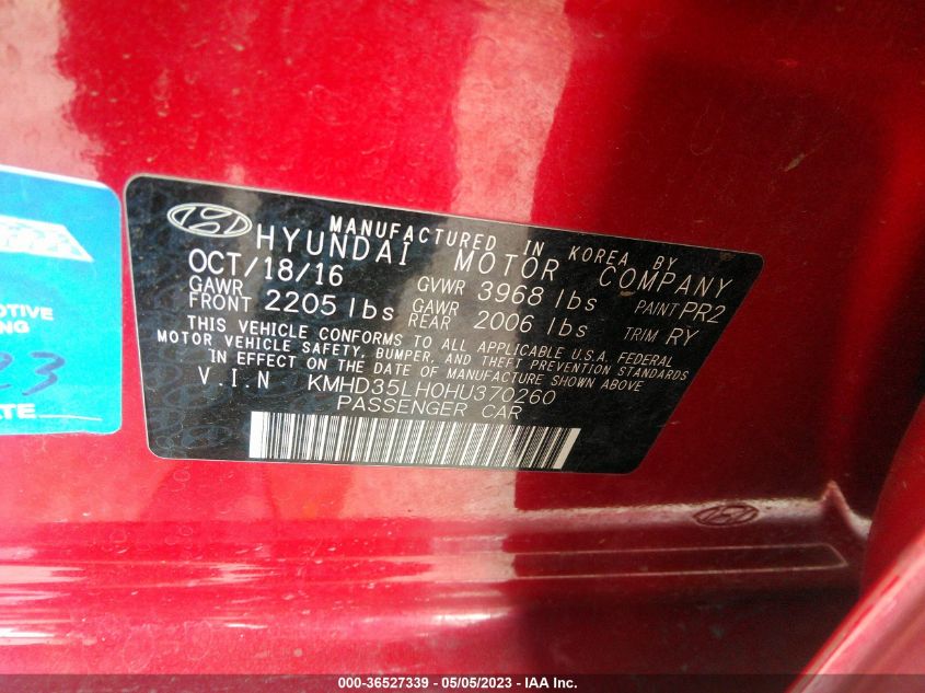2017 HYUNDAI ELANTRA GT - KMHD35LH0HU370260