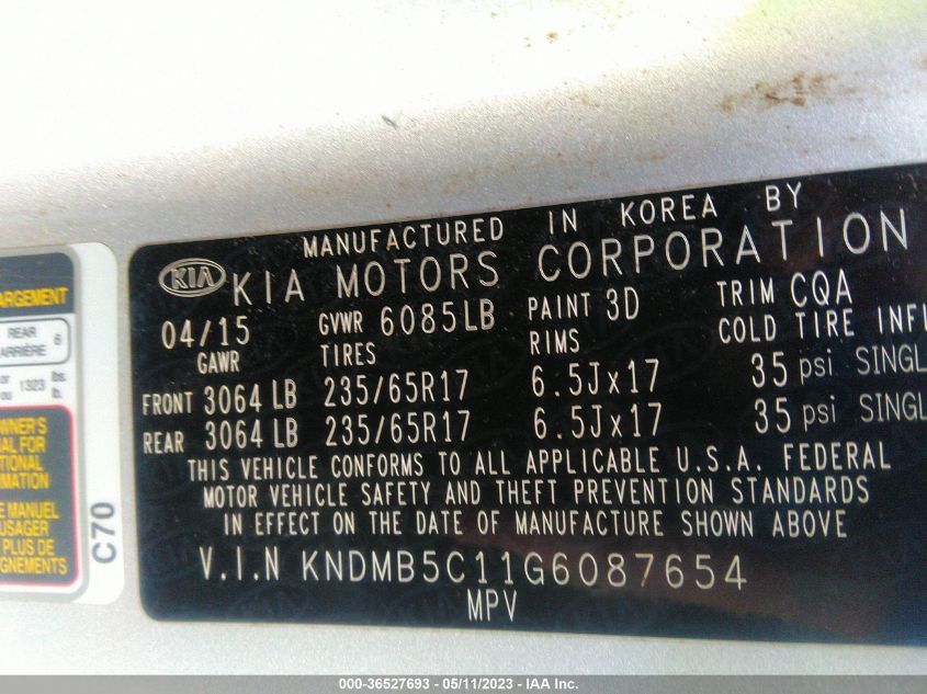 2016 KIA SEDONA LX - KNDMB5C11G6087654