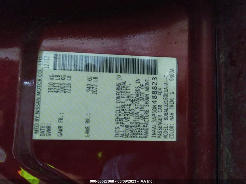2013 NISSAN ALTIMA 2.5 SV - 1N4AL3AP5DN488823