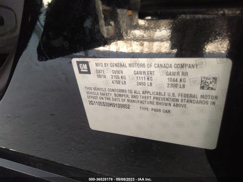 2017 CHEVROLET IMPALA LT - 2G1105S39H9109852