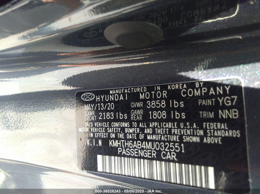 VIN KMHTH6AB4MU032551 2021 HYUNDAI VELOSTER TURBO