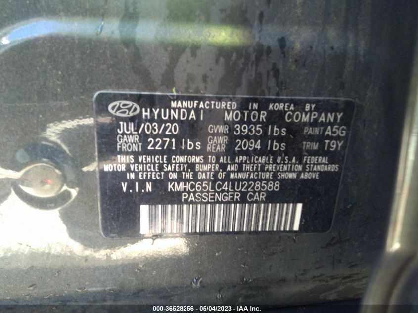 2020 HYUNDAI IONIQ HYBRID BLUE - KMHC65LC4LU228588