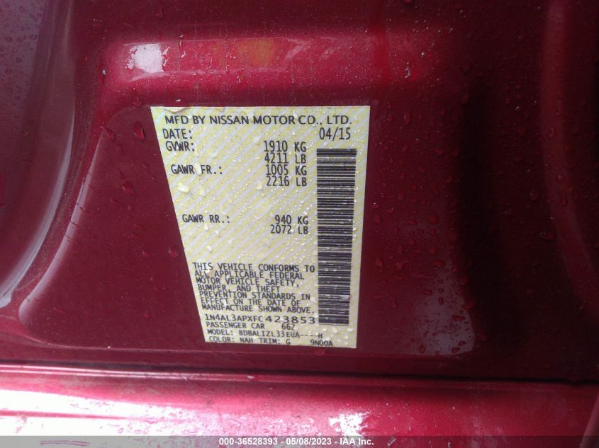 2015 NISSAN ALTIMA 2.5 SV - 1N4AL3APXFC423853
