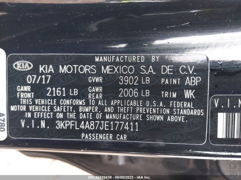 2018 KIA FORTE EX - 3KPFL4A87JE177411