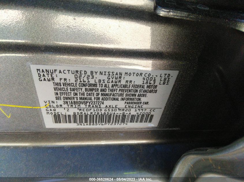 2023 NISSAN SENTRA SR - 3N1AB8DV6PY237274