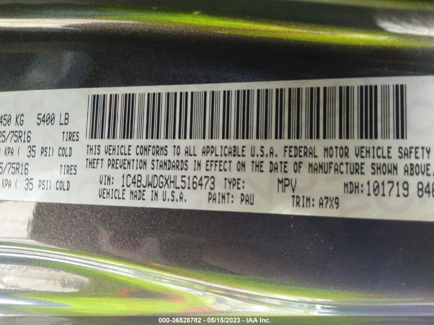 2017 JEEP WRANGLER UNLIMITED SPORT - 1C4BJWDGXHL516473