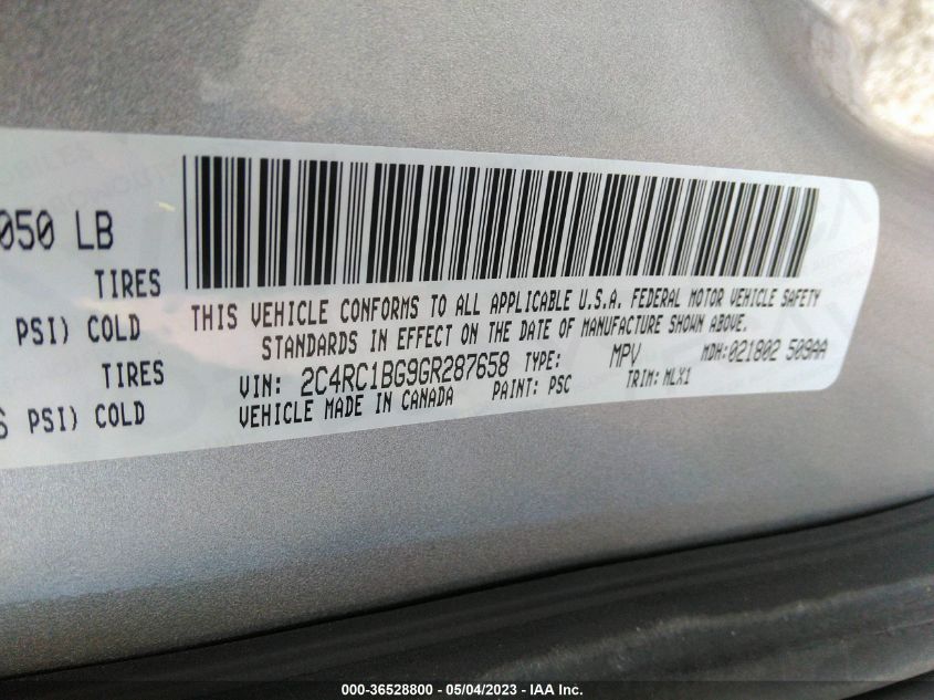 2016 CHRYSLER TOWN & COUNTRY TOURING - 2C4RC1BG9GR287658