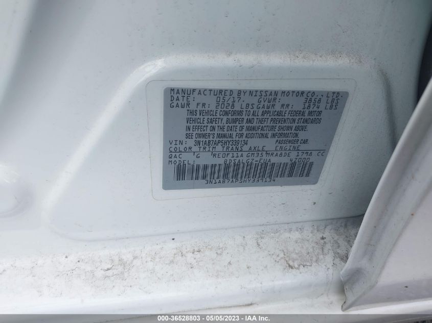 2017 NISSAN SENTRA SL - 3N1AB7AP5HY339134