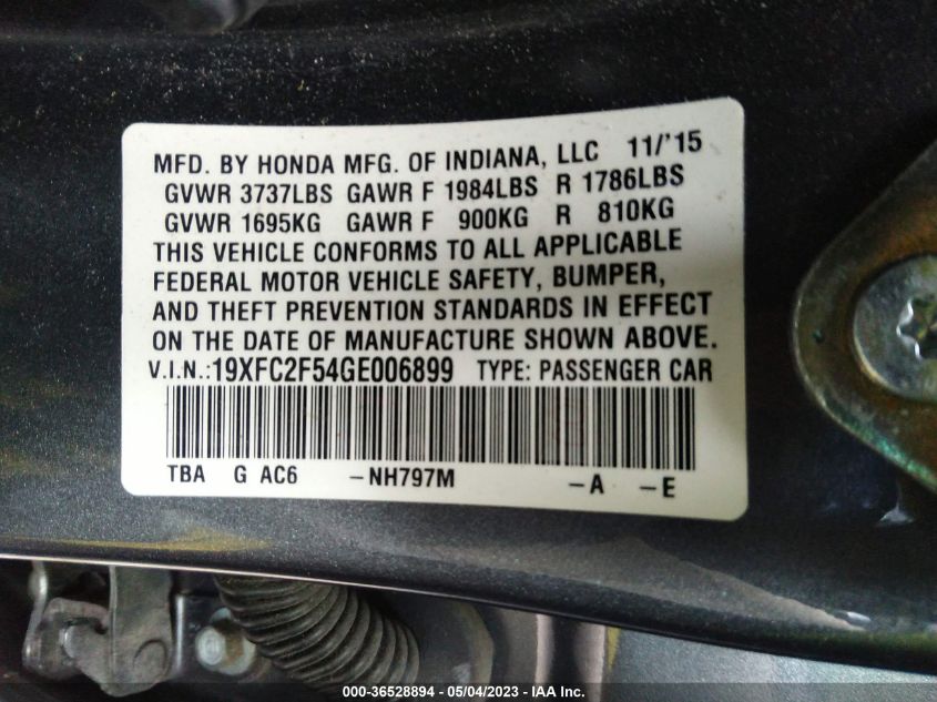 2016 HONDA CIVIC SEDAN LX - 19XFC2F54GE006899