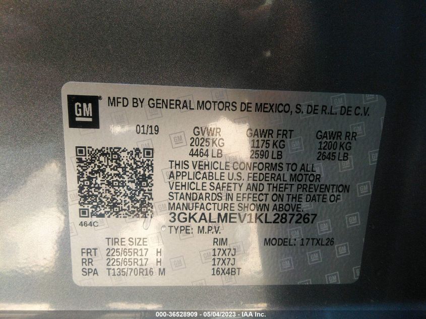 2019 GMC TERRAIN SLE - 3GKALMEV1KL287267