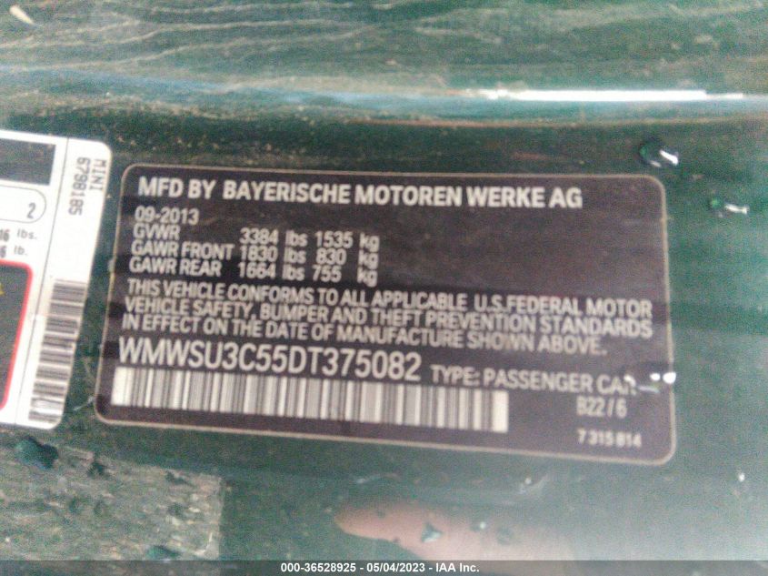 2013 MINI COOPER HARDTOP - WMWSU3C55DT375082