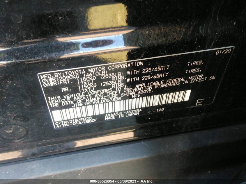 VIN JTMF1RFV9LD057888 2020 TOYOTA RAV4 LE