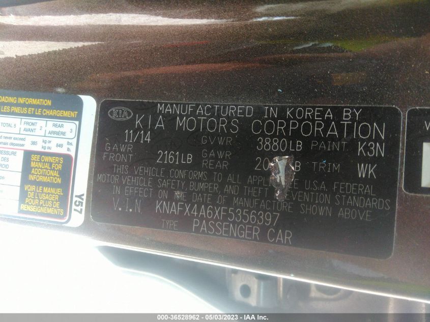 2015 KIA FORTE LX - KNAFX4A6XF5356397