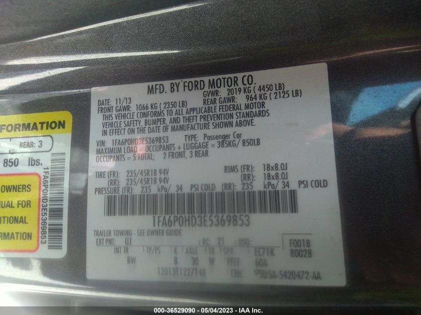 2014 FORD FUSION SE - 1FA6P0HD3E5369853