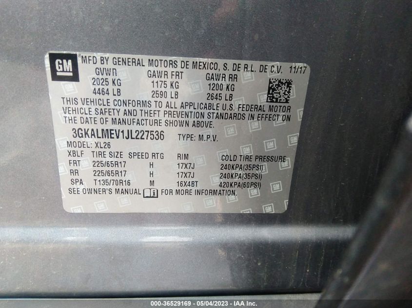 2018 GMC TERRAIN SLE - 3GKALMEV1JL227536