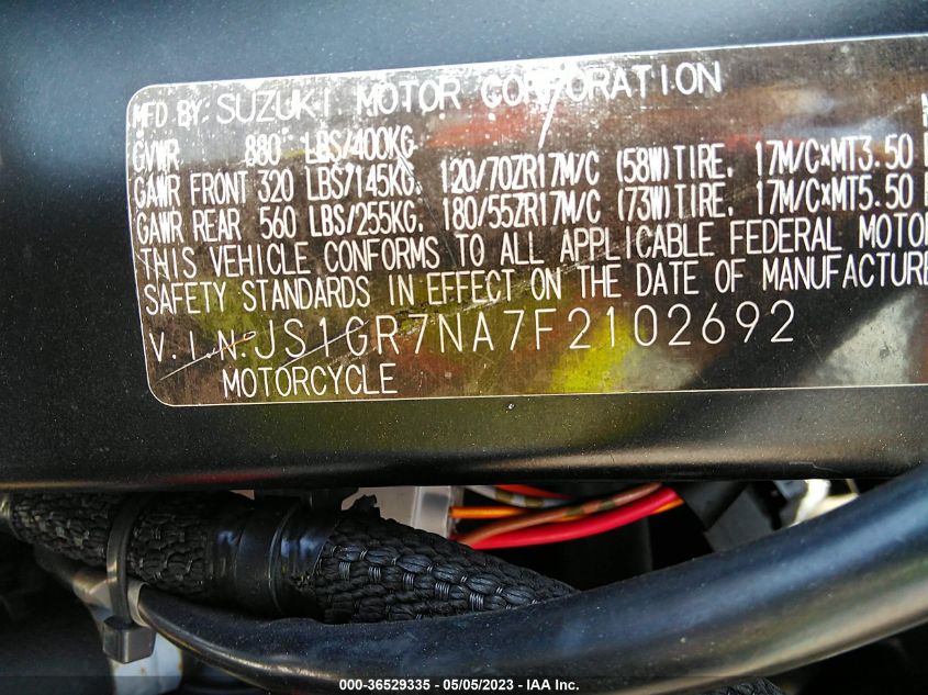 2015 SUZUKI GSX-S750 JS1GR7NA7F2102692